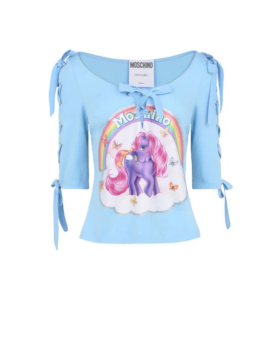 Moschino’s Spring 2018 collection includes My Little Pony clothing like this shirt, which retails for nearly $400. (Photo: Moschino)