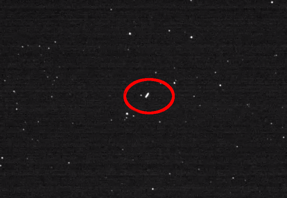 Nasa’s Lucy spacecraft spotted streaking across the western US during its close pass gravity assist flyby of Earth on 16 October, 2022 (Nasa)