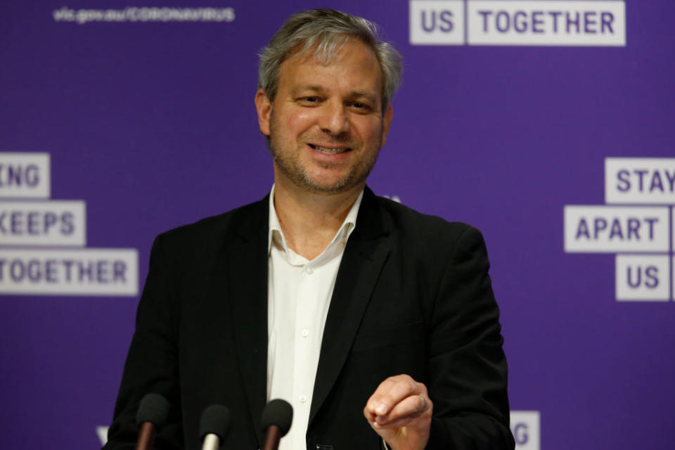 Victoria's Chief Health Officer Brett Sutton addresses media in Melbourne. Source: Getty