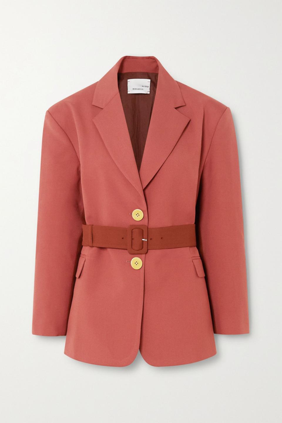 Belted Two-Tone Cady Blazer