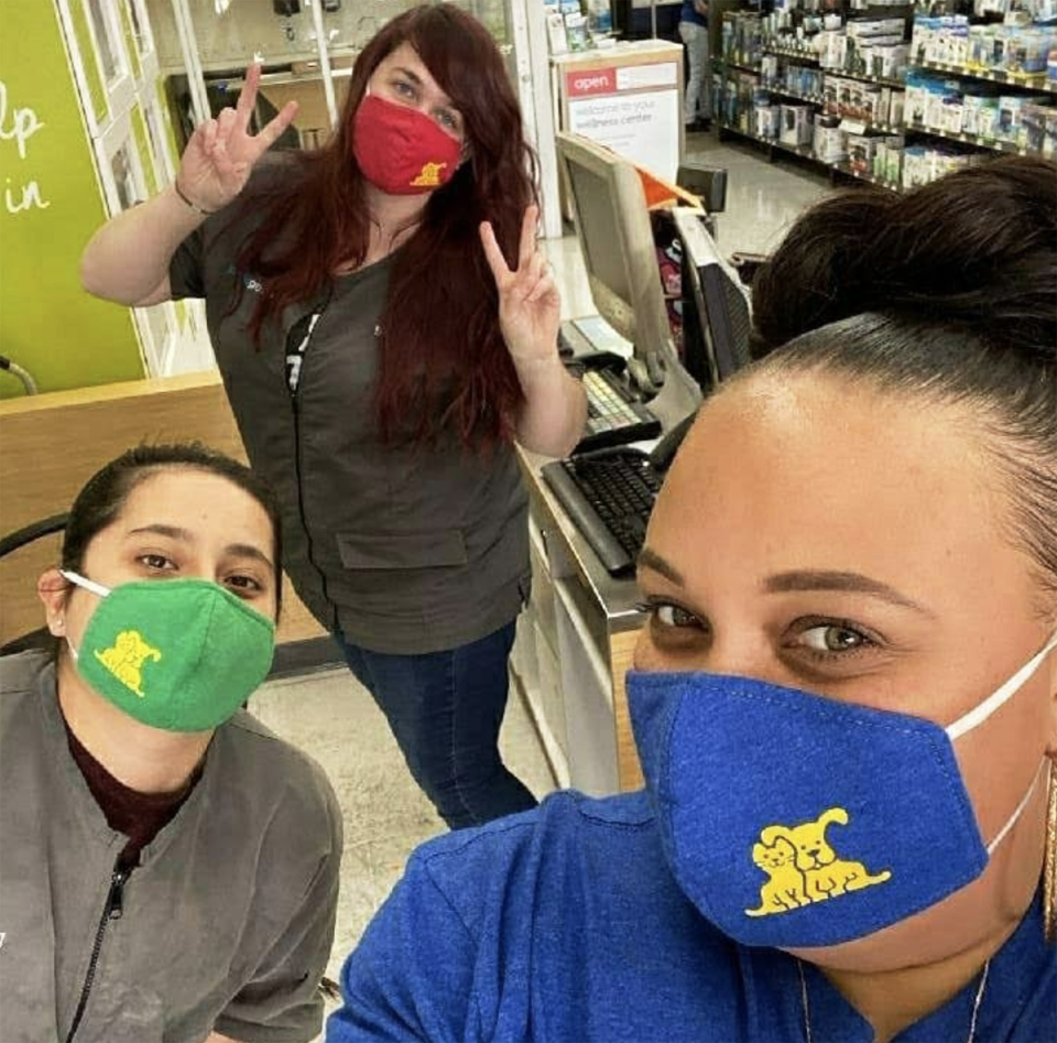 Some Petco employees made masks out of their old uniforms. (Photo: Petco)