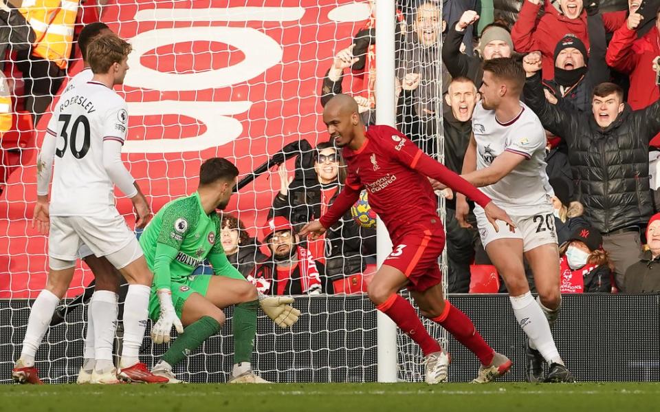 Fabinho netted Liverpool’s opener (Peter Byrne/PA) (PA Wire)