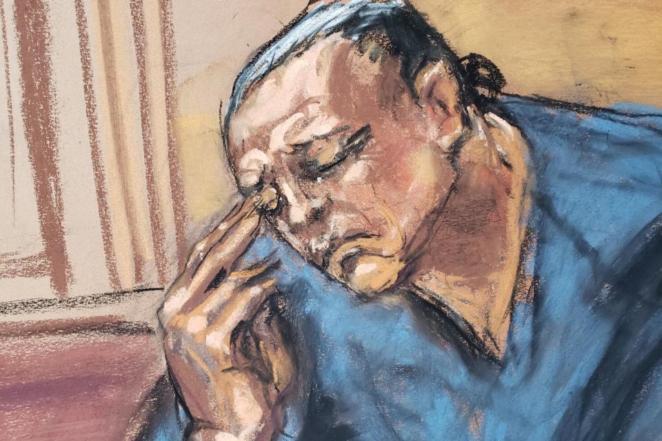 Cesar Sayoc, 57, is shown in this courtroom sketch (REUTERS)