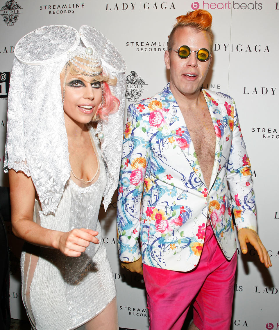 That said, Perez Hilton is wearing a woman's jacket here. I know this because it is an exact replica of one my stepgrandmother wore to my confirmation in 1986.