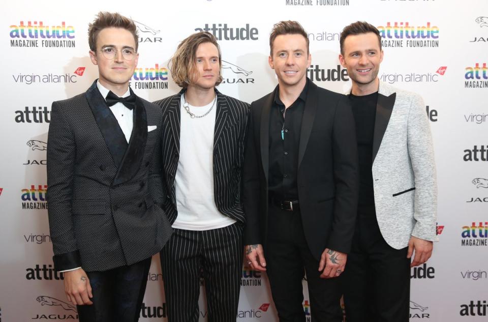 Judd’s bandmate Dougie Poynter (second from left) won I’m a Celebrity in 2011. (PA)