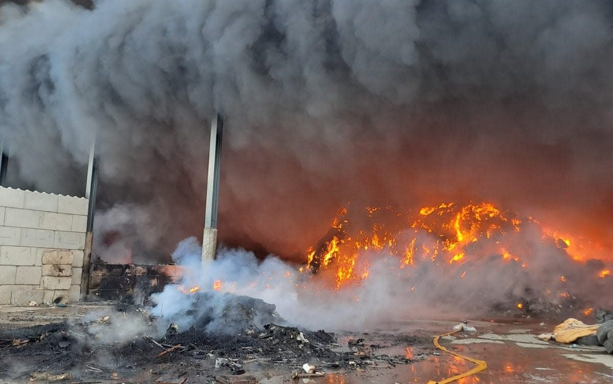 The London Fire Brigade sent ten fire engines to the scene after 500 tons of rubbish went up in flames