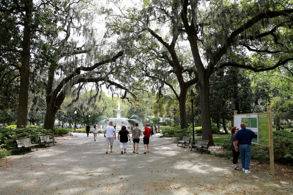 The oak covered walk to the Forsyth Park fountain is a favorite for locals and visitors.