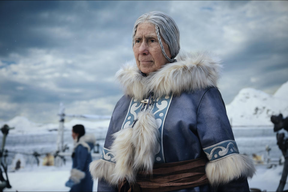 This image released by Netflix shows Casey Camp-Horinek in a scene from the series "Avatar: The Last Airbender." (Robert Falconer/Netflix via AP)