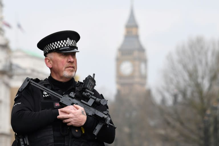 British police have tightened security near the Houses of Parliament in London