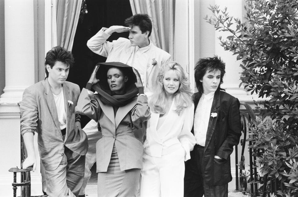 Photo-call, A View to a Kill, new James Bond film, starring actresses Grace Jones and Tanya Roberts, with theme tune by music group Duran Duran, 13th June 1985. (Photo by Sunday People/Mirrorpix/Getty Images)