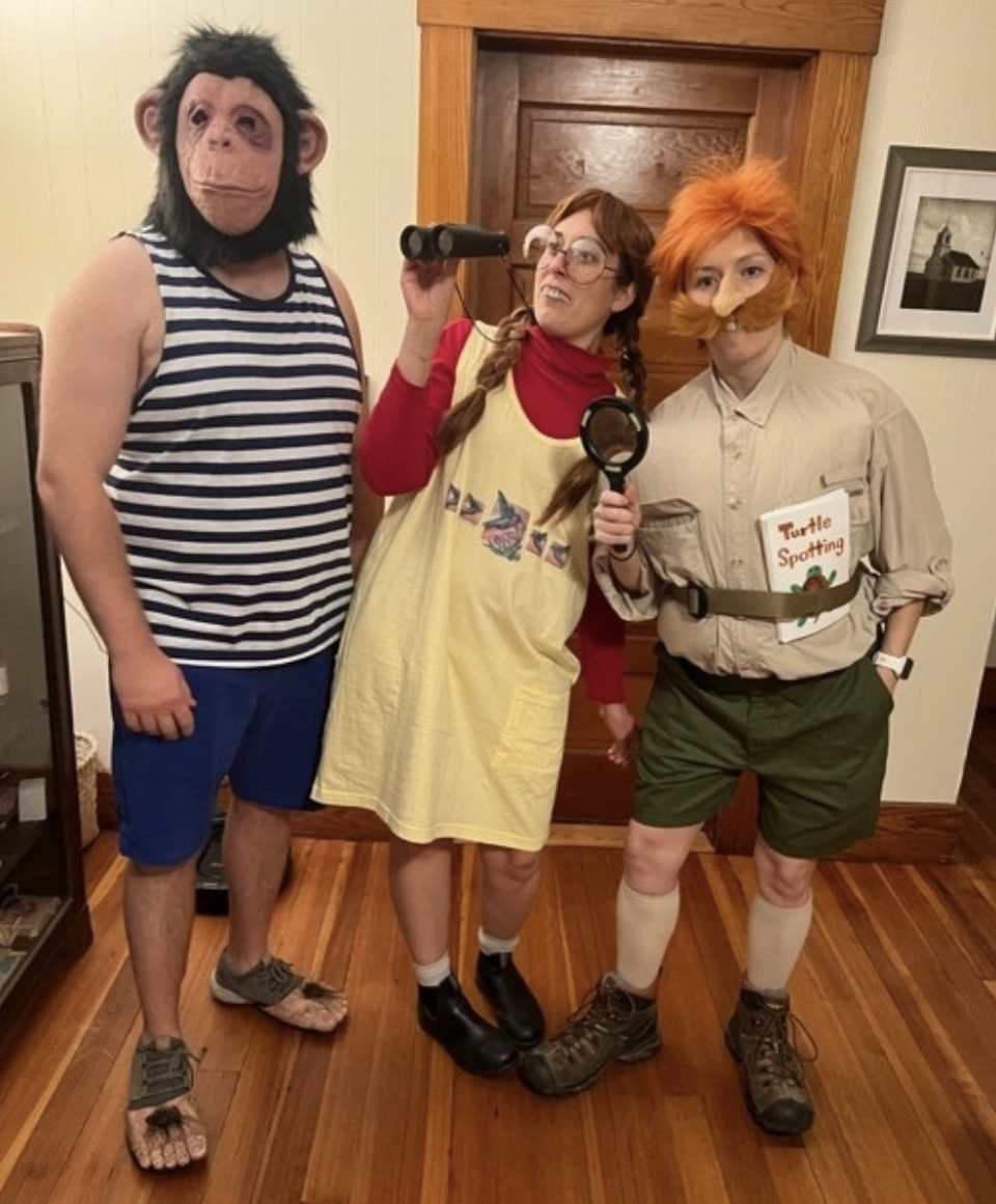 Friends dressed as Eliza and Nigel and the chimp from "The Wild Thornberrys"