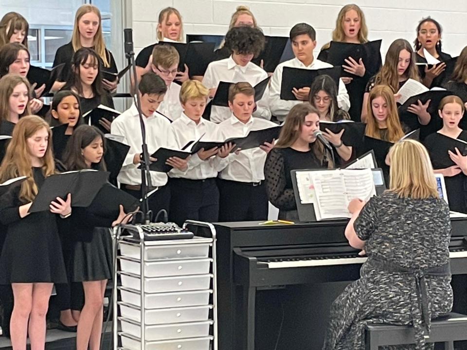 The advanced choral ensemble entertained more than 100 parents and students at the annual Fine Arts Night held at Hardin Valley Middle School Tuesday, April 12, 2022.