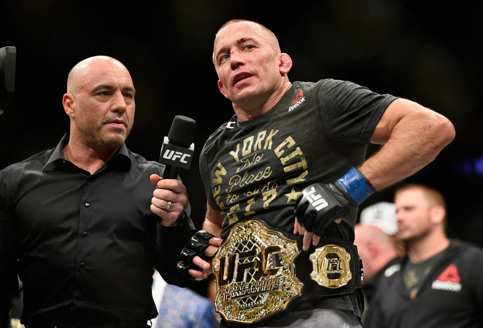 Georges St-Pierre won the middleweight title at UFC 217. (Getty)