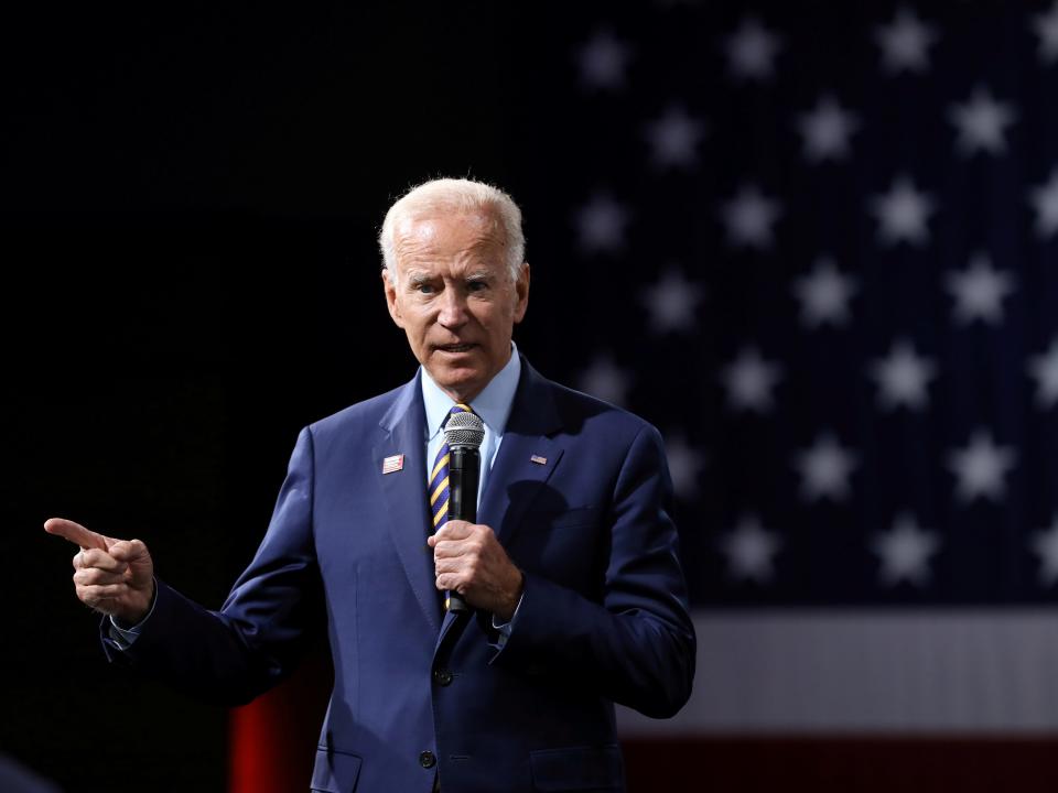 FILE PHOTO: 2020 Democratic U.S. presidential candidate and former Vice President Joe Biden speaks during the Presidential Gun Sense Forum in Des Moines, Iowa, U.S., August 10, 2019. REUTERS/Scott Morgan/File Photo