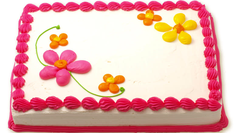 sheet cake with icing flowers