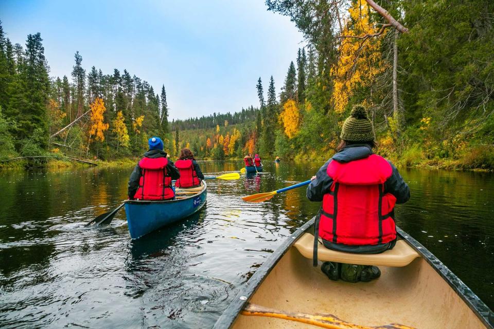 Canoeing at Oulanka river, Oulanka National Park, Kuusamo region, Finland