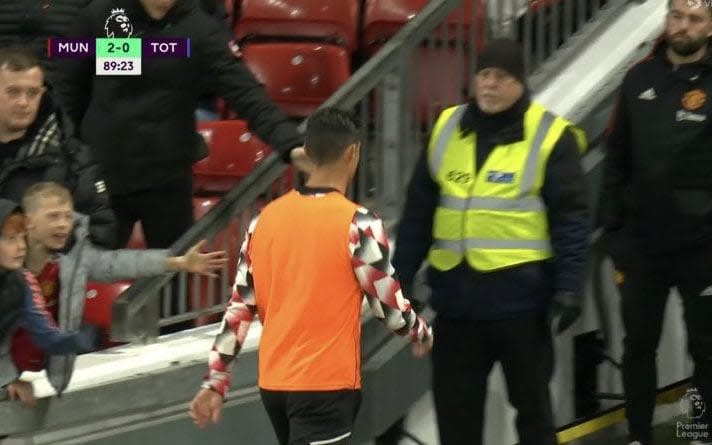 Ronaldo heads down tunnel at Old Trafford - Cristiano Ronaldo marches down tunnel before full-time after sitting on bench - Premier League