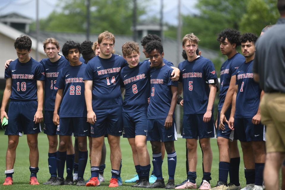 Madison Magnet players stand on the field after losing the boys Class A soccer championship game between Gatlinburg-Pittman and Madison Magnet in Murfreesboro during TSSAA’s Spring Fling, Saturday, May 27, 2022. Gatlinburg-Pittman defeated Madison Magnet.