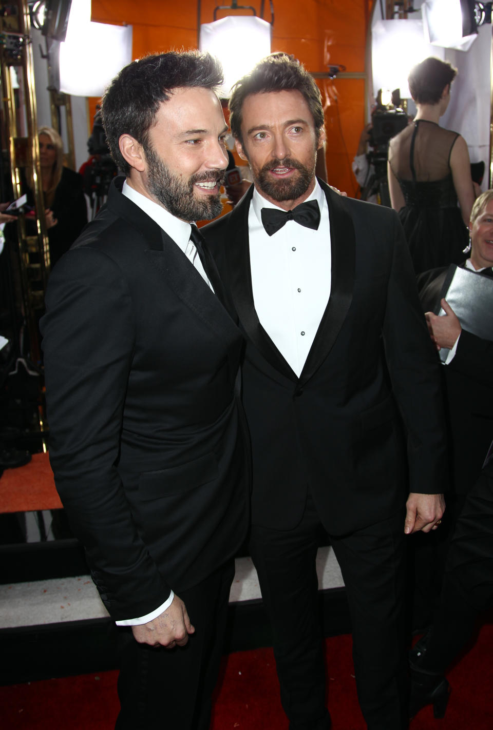 Director Ben Affleck, left, and actor Hugh Jackman arrive at the 19th Annual Screen Actors Guild Awards at the Shrine Auditorium in Los Angeles on Sunday, Jan. 27, 2013. (Photo by Matt Sayles/Invision/AP)