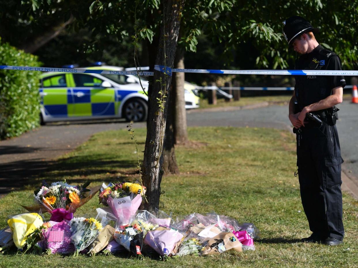 Flowers were left near the scene in Tamworth, Staffordshire: PA