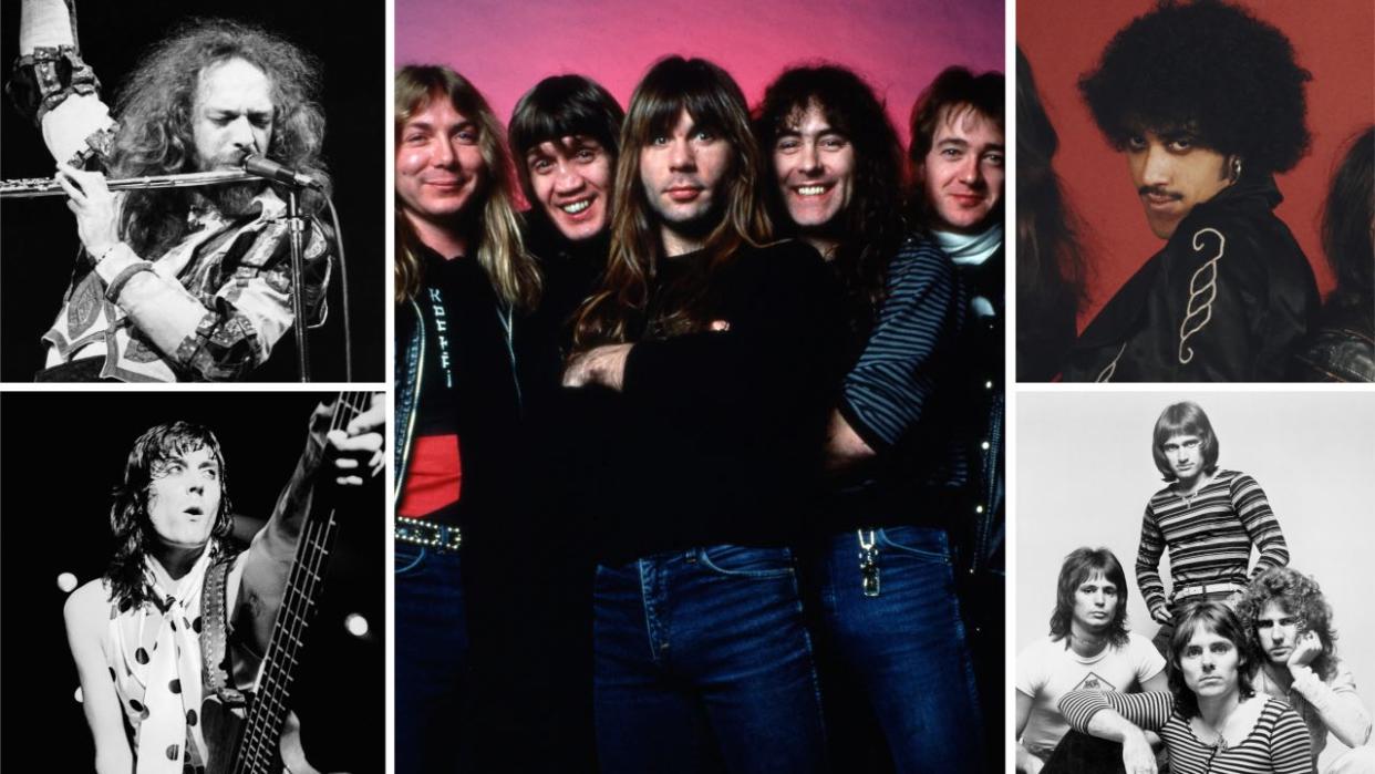  Iron Maiden in the centre of a montage featuring Jethro Tull, UFO, Thin Lizzy and Montrose. 