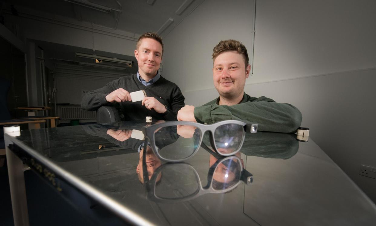 <span>Dr Alan Godfrey, left, and Jason Moore are working on research that uses AI to analyse footage from headcams fitted to glasses to understand how people with diminished eyesight navigate their homes, with the aim of preventing falls.</span><span>Photograph: Simon Veit-Wilson</span>