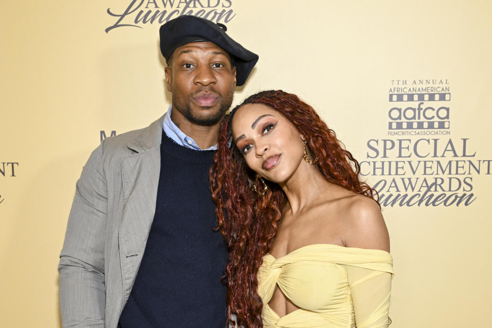 Jonathan Majors and Meagan Good at the AAFCA Special Achievement Awards Luncheon