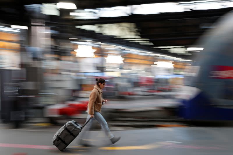 French SNCF workers and the Paris transport network strike in Paris