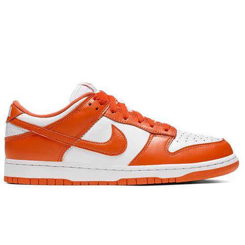 <p><a class="link " href="https://op-20.com/products/dunk-low-sp-orange-blaze-syracuse-pos?_pos=4&_sid=4de2018dc&_ss=r" rel="nofollow noopener" target="_blank" data-ylk="slk:SHOP;elm:context_link;itc:0;sec:content-canvas">SHOP</a></p><p>The classic ‘syracuse’ colourway of the Nike Dunk Low is set to be big news once again thanks to an impending restock. Why not beat the crowd by grabbing a pair from Parisian sneaker store OP 2.0? The reseller stocks plenty of pairs, both on its webstore and in its Bicester Village pop-up. </p><p>€980; <a href="https://op-20.com/products/dunk-low-sp-orange-blaze-syracuse-pos?variant=40411387134130" rel="nofollow noopener" target="_blank" data-ylk="slk:op-20.com;elm:context_link;itc:0;sec:content-canvas" class="link ">op-20.com</a></p>