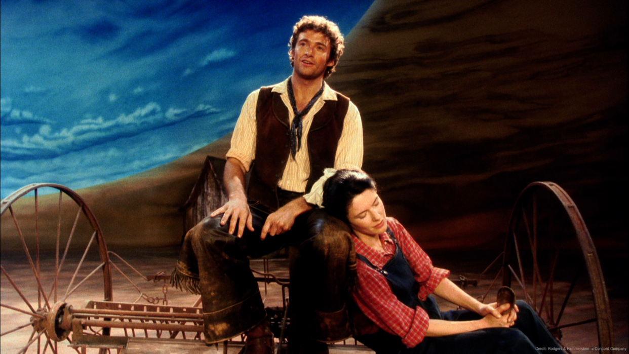 Hugh Jackman as Curly and Josefina Gabrielle as Laurie in the 1998 film "Oklahoma!"
