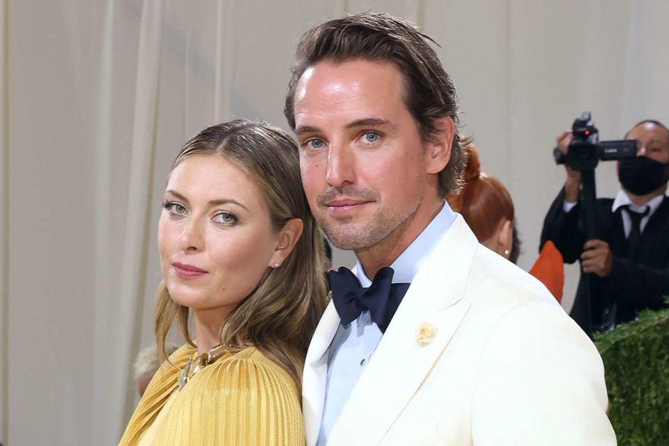 <p>Taylor Hill/WireImage</p> Maria Sharapova (left) and Alexander Gilkes in 2021
