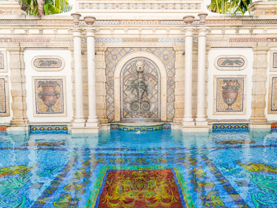 A view of the pool outside the former versace mansion