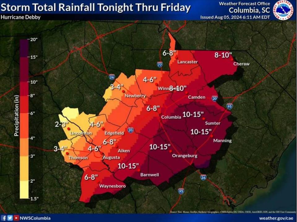 A flood warning has been issued across the Midlands as Hurricane Debby is forecast to bring excessive rain as it approaches the south.