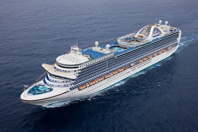 41. Ruby Princess, built by Princess Cruises in 2008 weighs 113,561 GT and holds 3,080 passengers at double occupancy.