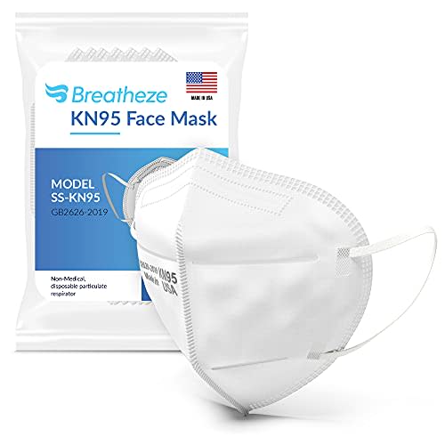 Breatheze KN95 Face Mask Made in USA Disposable Masks Breathable Face Mask Kn95 Mask White Face…