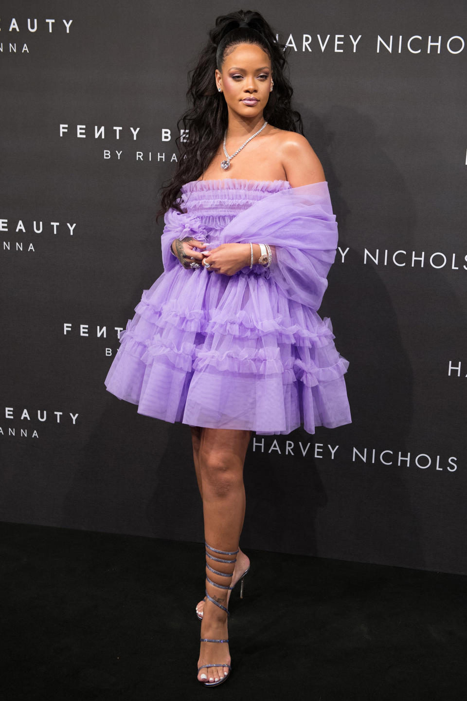 Wearing Molly Goddard at the Fenty Beauty London launch in September 2017
