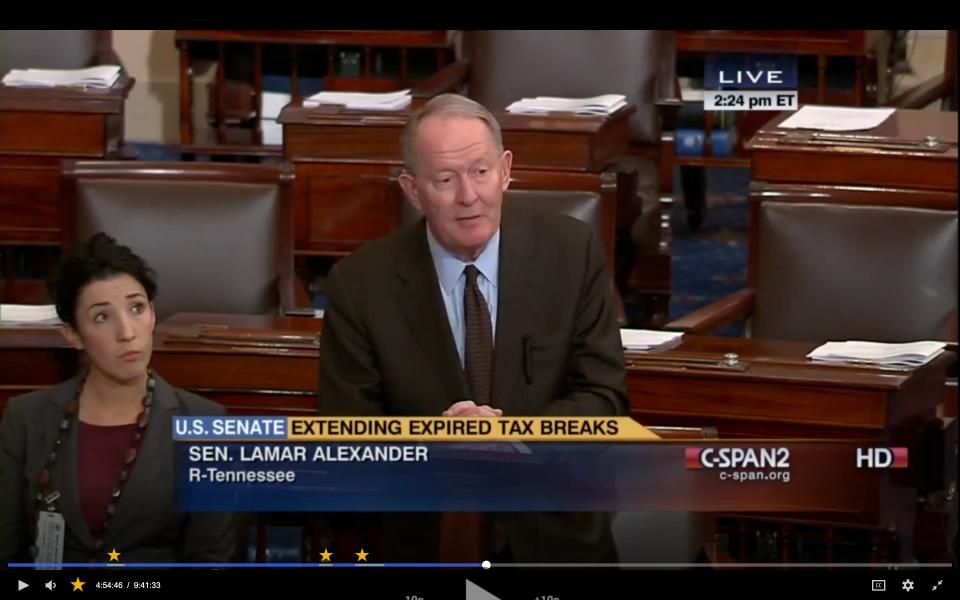 Kelly A. Perry and Lamar Alexander on the Senate floor. I refused to swear allegiance to a political party that criminalizes reproductive health care.