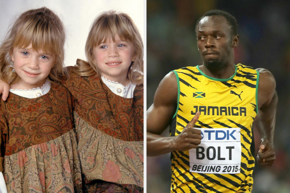 All of them turn 36 this year. Mary-Kate and Ashley were born on June 13, 1986, and Usain was born on Aug. 21, 1986.