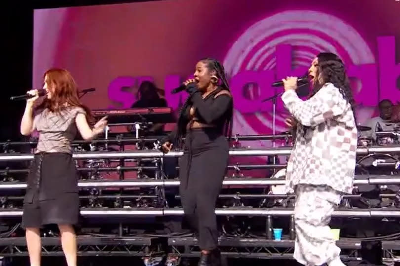 Siobhan, Keisha and Mutya aka The Sugababes performing at Glastonbury 2024