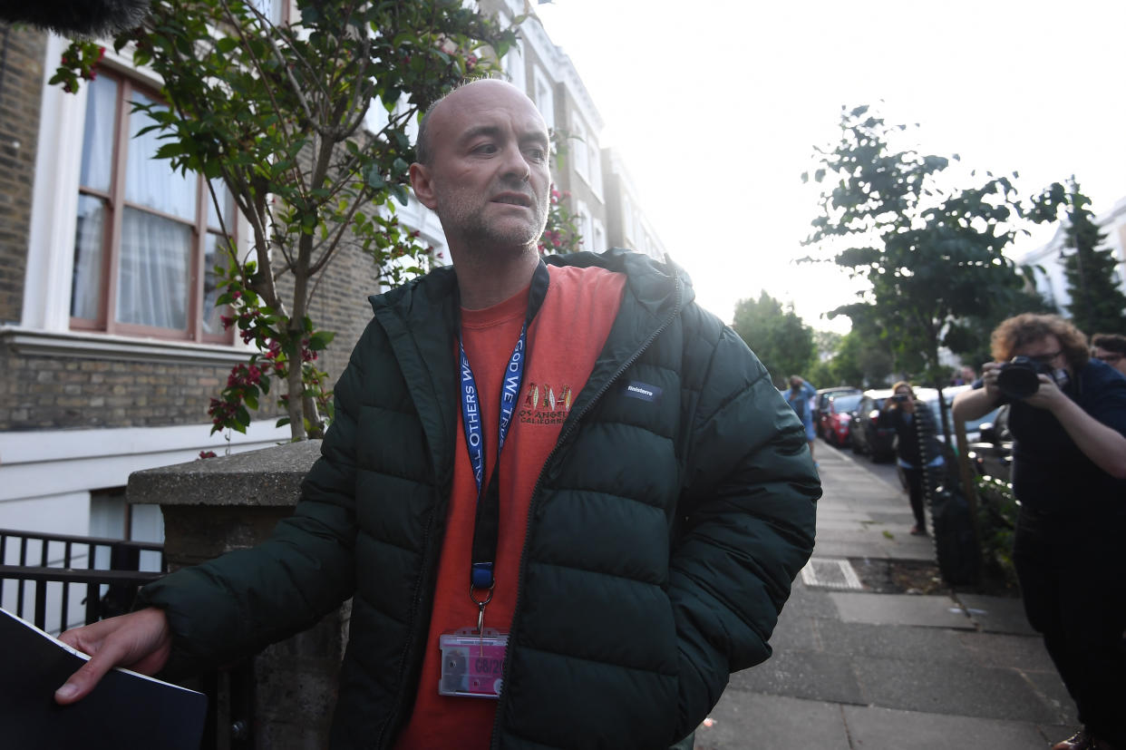 Prime Minister Boris Johnson's senior aide Dominic Cummings arriving at his north London home, as lockdown questions continue to bombard the Government after it emerged that he travelled to his parents' home despite coronavirus-related restrictions.