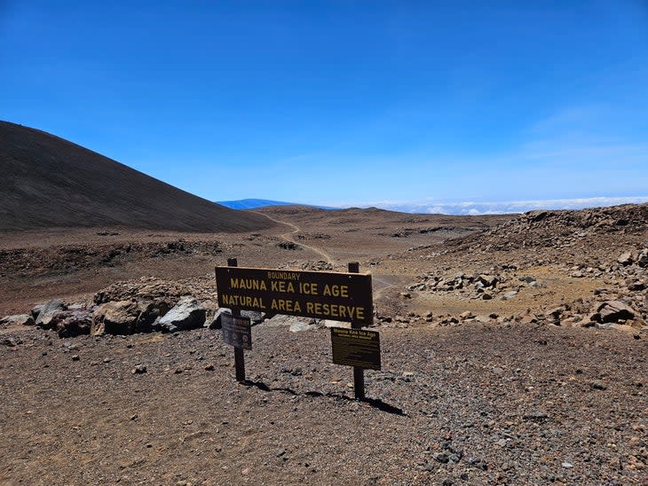 Mauna Kea Natural Ice Age Reserve sign