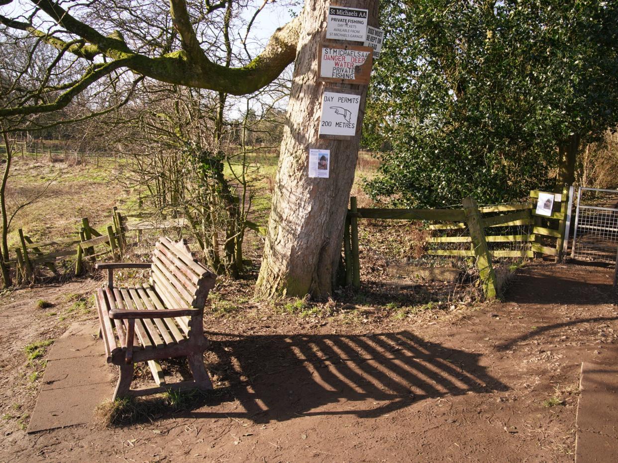 The bench where Nicola Bulley's phone was found (PA)