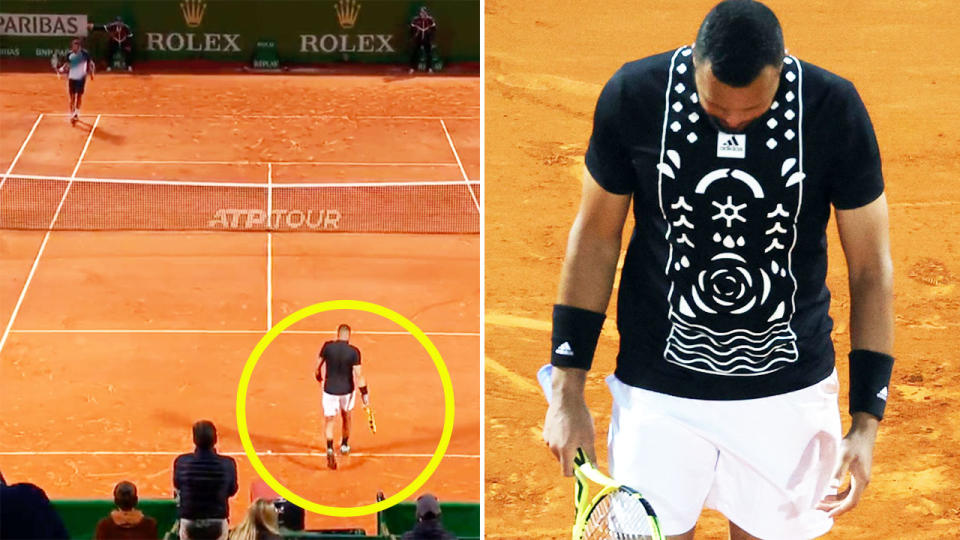 Jo-Wilfried Tsonga, pictured here in his final match at the Monte Carlo Masters before retirement.
