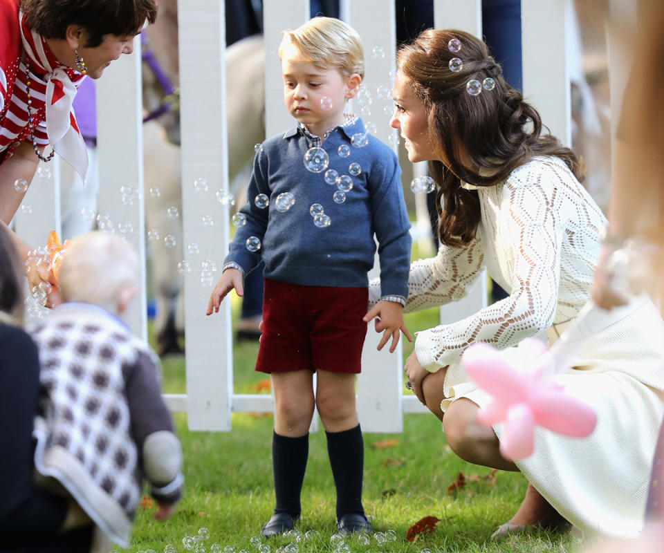 While Prince George decides if he likes bubbles