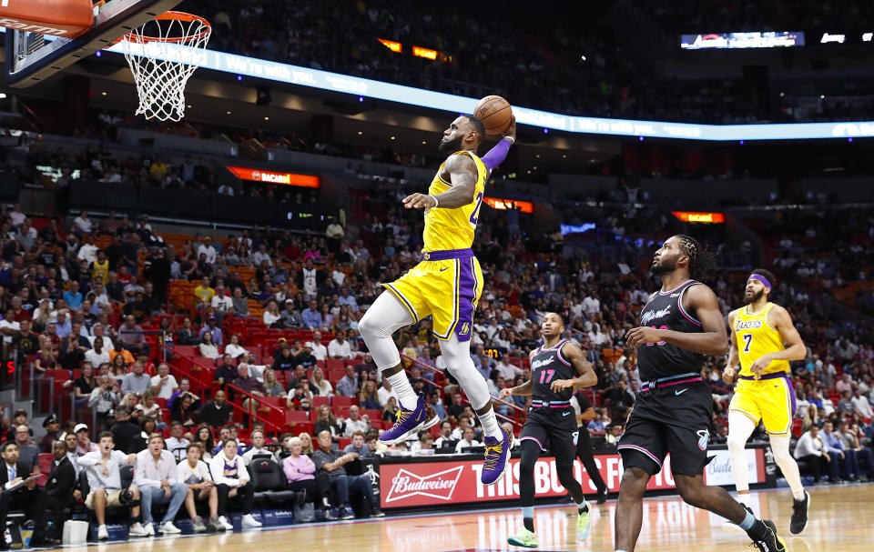 LeBron James dropped 51 points on Sunday night in the Lakers’ win against the Miami Heat. (AP Photo/Brynn Anderson)