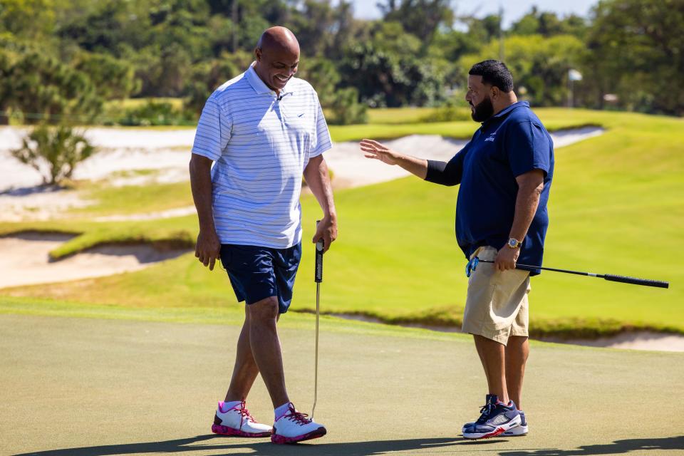 Charles Barkley and DJ Khaled played in a par-3 contest at The Match in February. Khaled was supposed to play Barkley for just one hole, the Park’s par-3 16th, but Khaled lost and insisted on playing two more holes, which he won.