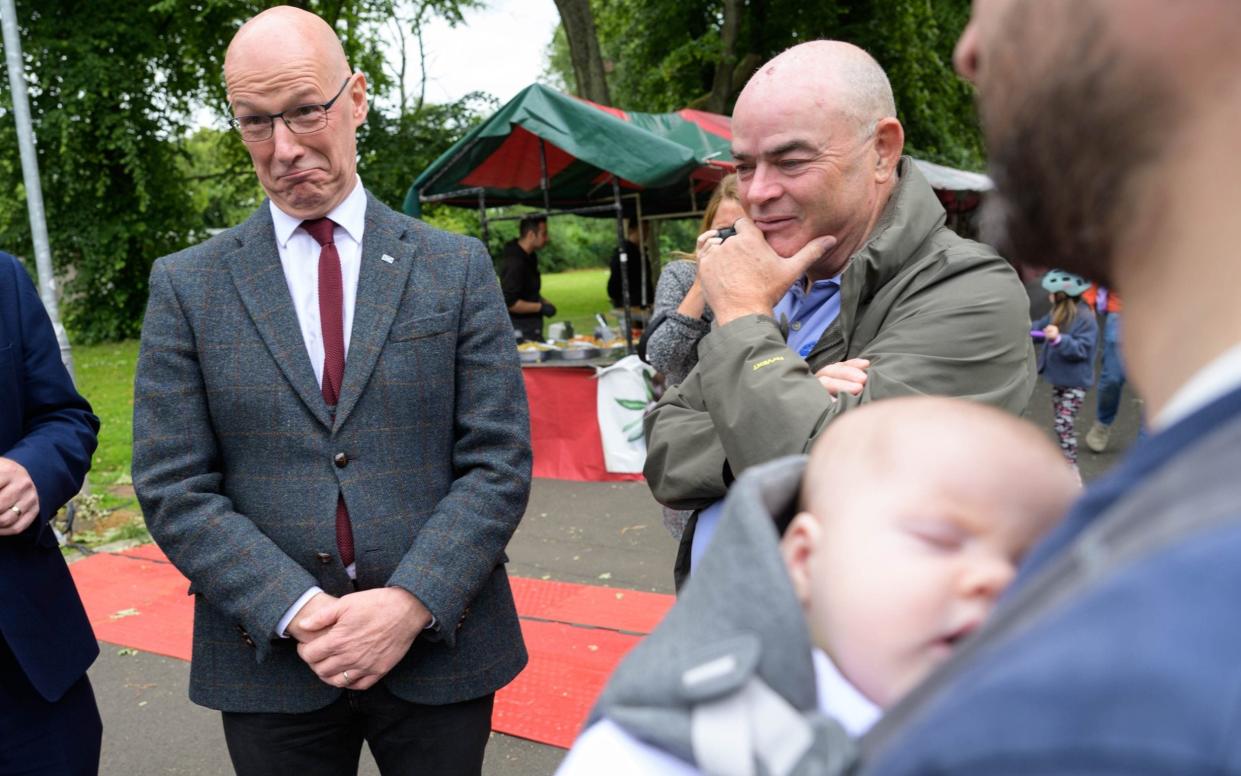 SNP Leader John Swinney in Paisley where he met activists and supporters.