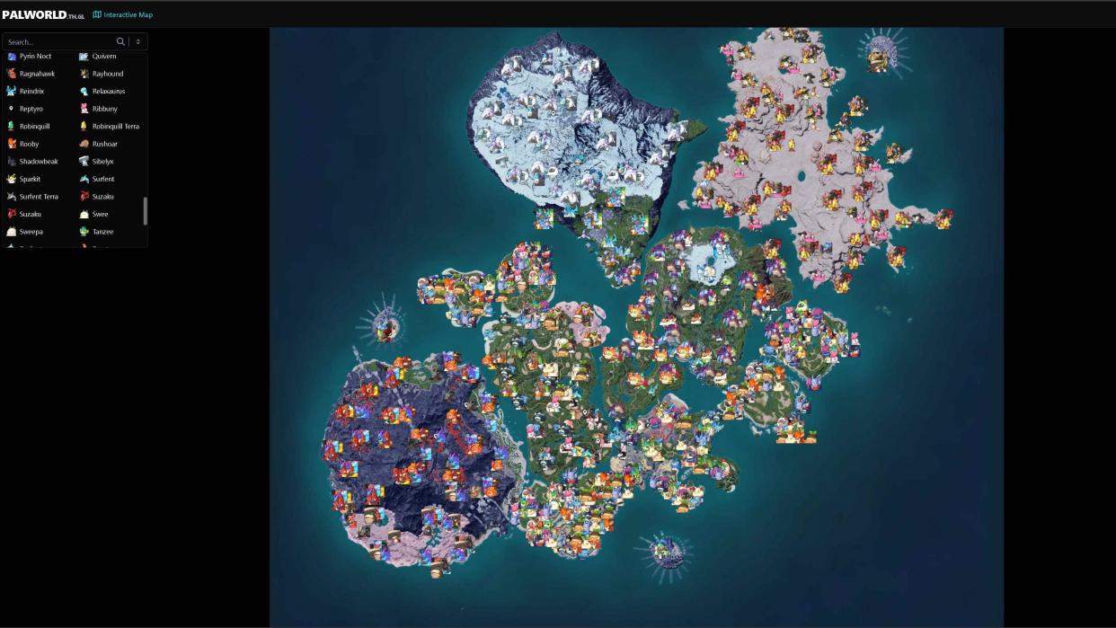  Image of a Palworld interactive map. 