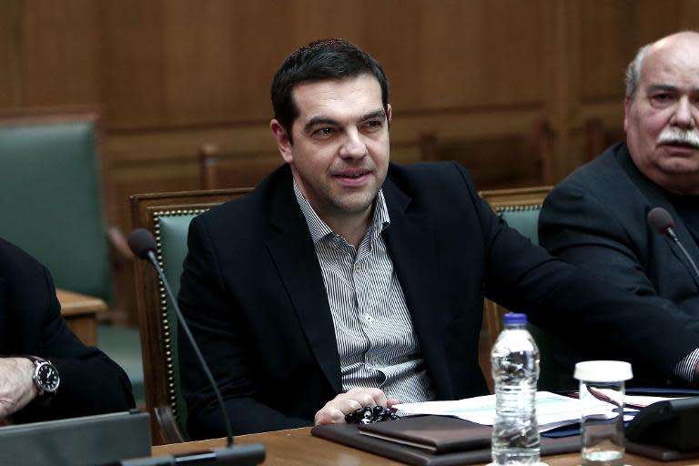 Greek Prime Minister Alexis Tsipras attends a cabinet meeting at the Greek parliament in Athens, on March 29, 2015