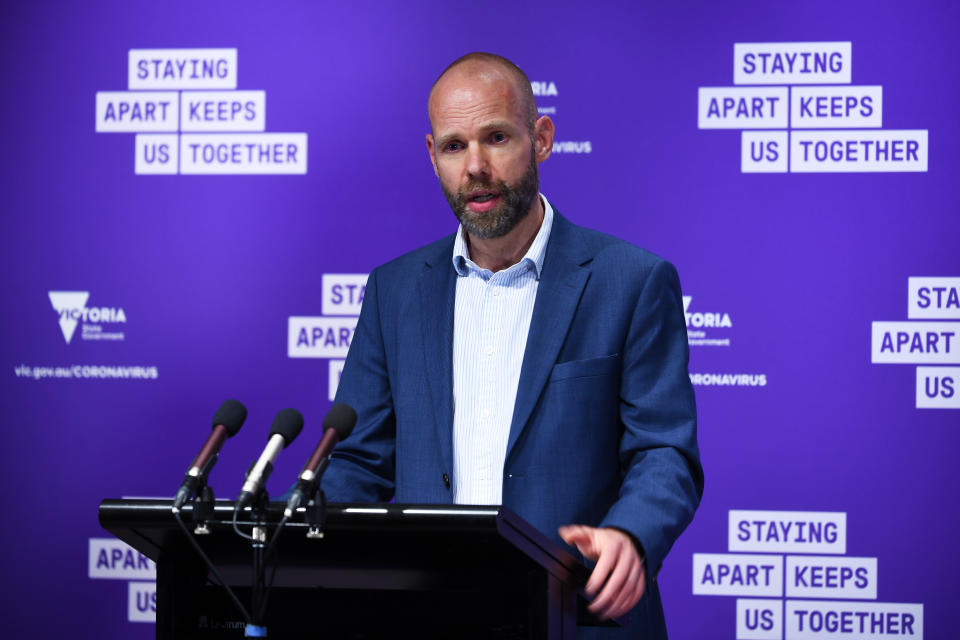 Deputy Secretary for Community Engagement and Testing at the Department of Health and Human Services Jeroen Weimar confirmed the positive cases in Shepparton. Source: AAP